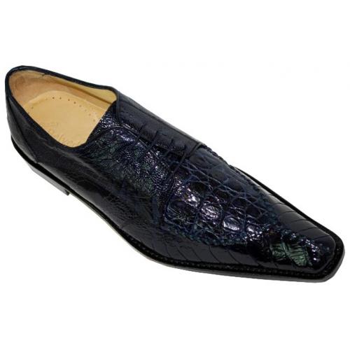 Belvedere "Antico" Navy Blue Genuine Crocodile/Ostrich Shoes